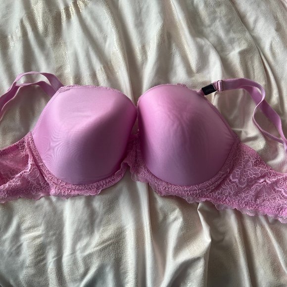 Victoria's Secret Dream Angel Lightly Lined Lace Demi Bra chiffon pink 34DDD nwt - Picture 6 of 12